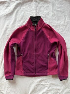 L.L. Bean Two-Tone Raspberry Magenta Full-Zip Fleece Jacket